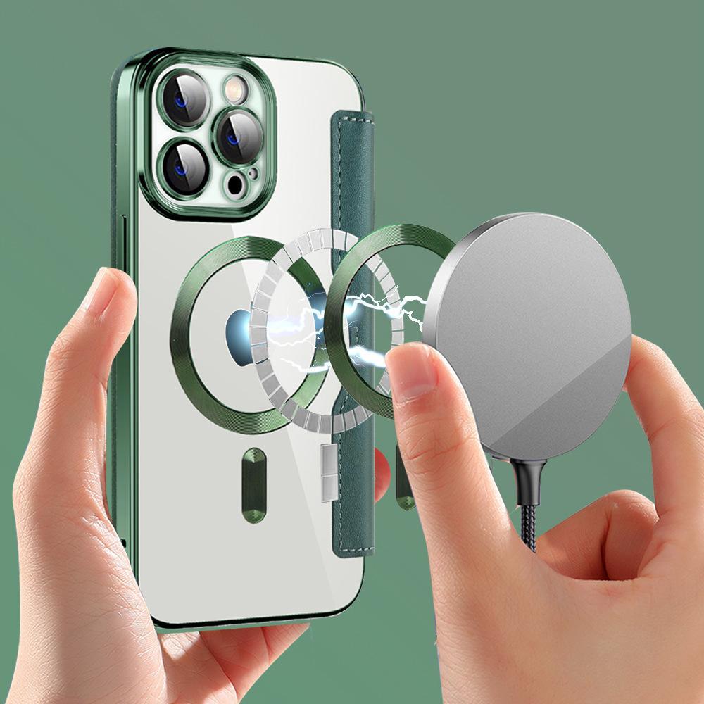 Magnetic Card Wireless Charger Wallet Phone Case