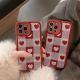 Chessboard Grid Love Embroidery Phone Case