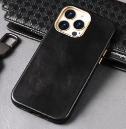 Mobile Phone Case Protective Cover Layer Cowhide Magnetic Suction Anti-fall Wireless Charging