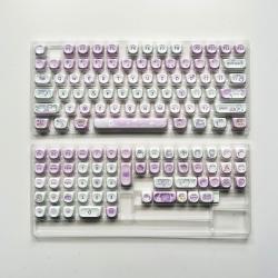 Cat Afternoon Tea 132 Key MOA Height Purple Cat Gradient Cute Round PBT Key Cap For Keyboards