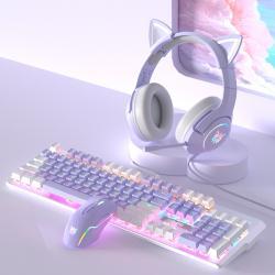 Purple Mechanical Keyboard Mouse Suit Wired Green Axis