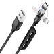 Flat Elbow Magnetic Suction Fast Charge 540 Degrees Three-in-one Data Cable