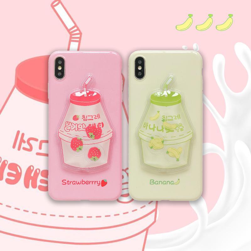 Japanese Decompression Banana Strawberry Milk Mobile Phone Case
