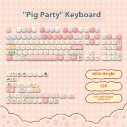 Sublimation Cute Cartoon Pig Party Theme Height Keycap Full Set