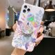 Laser colorful flower language bracket phone case