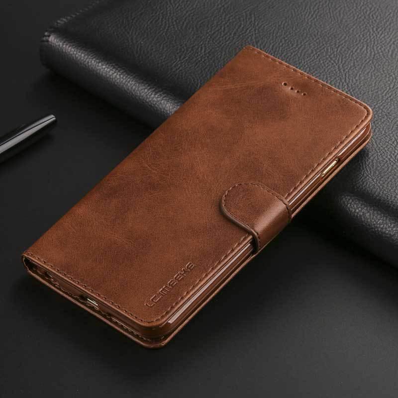 Calfskin retro flip wallet phone holster