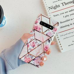 Flower Stitching Geometric Marble Pattern Silicone Electroplated Phone Case