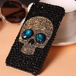 Mobile Phone Protective Shell Black Shell Skull Rhinestone