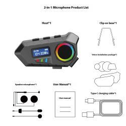 Helmet Bluetooth Headset With Screen Motorcycle Riding Music Waterproof
