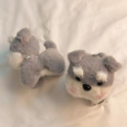 Cute Gray And White Puppy Earphone Case Plush Protective Cover
