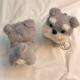 Cute Gray And White Puppy Earphone Case Plush Protective Cover