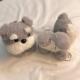 Cute Gray And White Puppy Earphone Case Plush Protective Cover