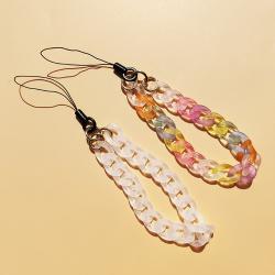 Fashion Frosted Acrylic Chain Mobile Phone Charm Candy Color Anti-lost Lanyard Womens Ornaments