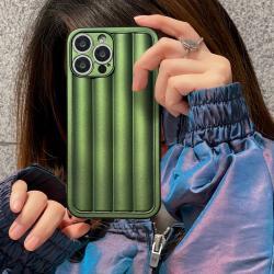 Down Striped Fluorescent Green Silicone Phone Case