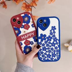Simple Blue Flower Love Silicone Phone Case