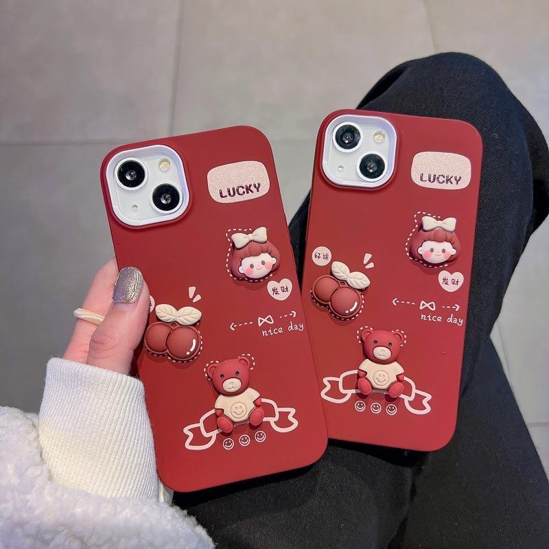 Cartoon Bear Girl Skin Silicone Phone Case