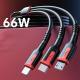 Fast Charge Data Cable One Drag Three 66W Braided USB