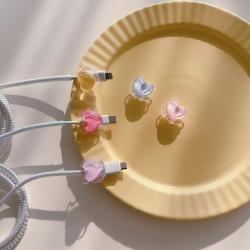 Applicable Data Cable Set Bear Headband Label Love Transparent Cartoon Bite Data Cable