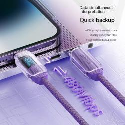 Transparent Digital Display PD27W Fast Charging Data Cable