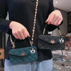 Luxury Womens Mobile Phone Case With Inclined Chain Lanyard