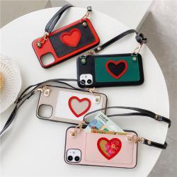 Mobile Phone Shell Love Coin Purse Leather Diagonal Rope  Protective Cover