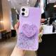 Glitter Silver Foil Epoxy Soft Glue Lanyard Stand Phone Case