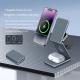 Aluminum Alloy Folding Wireless Charging Bracket Mobile Phone Headset Watch Three-in-one 15W Magnetic Fast