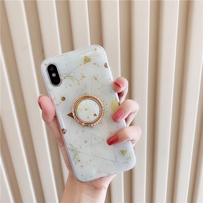 Geometric triangle of gold foil drop glue mobile phone case ring