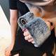 Compatible with Apple , Warm rabbit plush wristband phone case