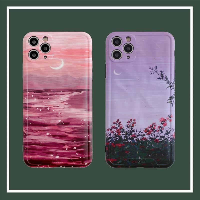 Purple landscape oil painting mobile phone case