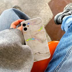 Compatible with Apple , Cold Wind Laser Marble Straight Edge Apple 12promax Mobile Phone Case