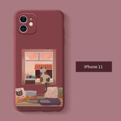 Compatible with Apple , Cartoon Printed Liquid Silicone Phone Case