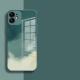 Compatible with Apple , Suitable For Apple 12 Mobile Phone Case Watercolor Straight Edge Tempered Glass Case