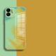 Compatible with Apple , Suitable For Apple 12 Mobile Phone Case Watercolor Straight Edge Tempered Glass Case