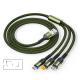 New Nylon Braided 3A Round Head One Tow Three Fast Charging Data Cable
