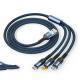 New Nylon Braided 3A Round Head One Tow Three Fast Charging Data Cable