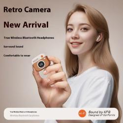 Retro Camera Digital Display Q86 Wireless Bluetooth Headset