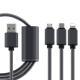 3 In 1 Usb Mobile Phone Data Cable- Black