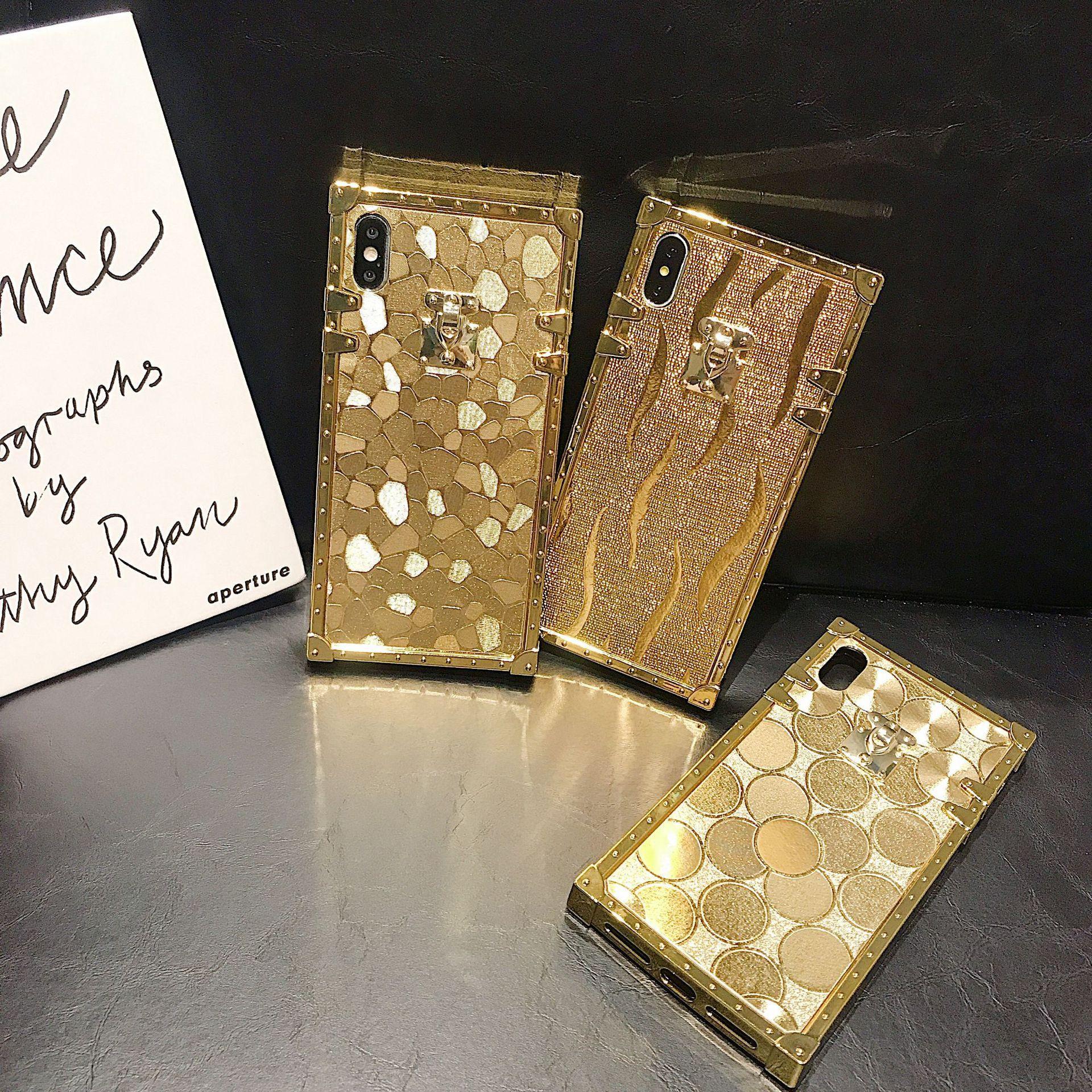 Square gold glitter phone case