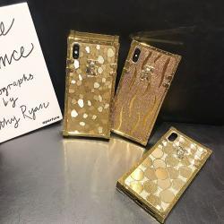 Square gold glitter phone case
