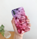 Compatible with Apple, Simple retro flower marble pattern for IPHONE with the same paragraph telescopic bracket silicone soft shell