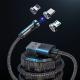 Twitch 540 Degree Rotating Single Needle Magnetic Data Cable One For Three Android Type-C Charging Cable Three In One