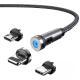 Twitch 540 Degree Rotating Single Needle Magnetic Data Cable One For Three Android Type-C Charging Cable Three In One