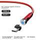 Twitch 540 Degree Rotating Single Needle Magnetic Data Cable One For Three Android Type-C Charging Cable Three In One