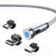 Twitch 540 Degree Rotating Single Needle Magnetic Data Cable One For Three Android Type-C Charging Cable Three In One