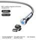 Twitch 540 Degree Rotating Single Needle Magnetic Data Cable One For Three Android Type-C Charging Cable Three In One