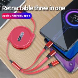 Macaron One-to-three Telescopic Data Cable 3A Fast Charge Three-in-one