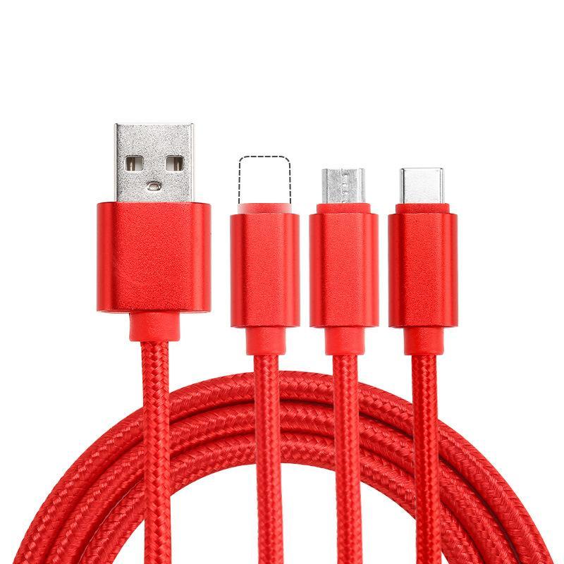 Nylon Braided Three-in-one Data Line