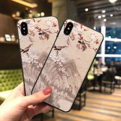 3D Embossed Magpie For Iphone8p Mobile Phone Shell Yanqi Raiders Sunset Chinese Style Soft