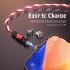 540 Rotate Luminous Magnetic Cable 3A Fast Charging Mobile Phone Charge Cable For LED Micro USB Type C For I Phone Cable